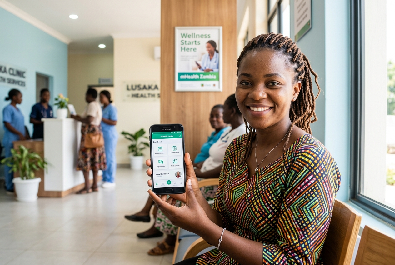 Patient using BEDA App in Zambia