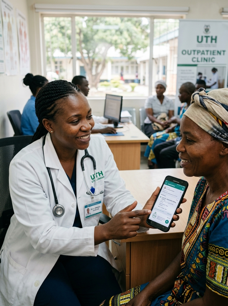 Zambian clinician issuing digital prescription